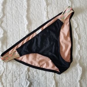 Xhilaration Black Bikini Bottom L EUC Neon